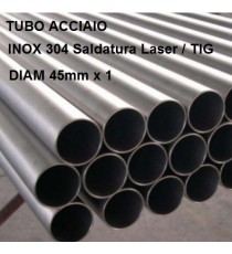 TUBO ACCIAIO INOX 304 DIAM 45mm X 1mm BARRA DA UN METRO LINEARE