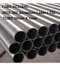 TUBO ACCIAO INOX 304 DIAM 30mm X 1mm BARRA DA UN METRO LINEARE