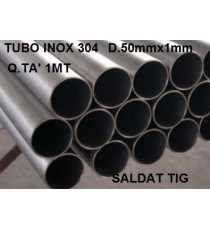 TUBO ACCIAIO INOX 304 DIAM 50mm X 1mm BARRA DA UN METRO LINEARE