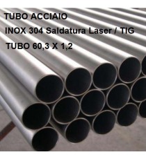 TUBO ACCIAIO INOX 304 DIAM 60,3mm X 1,2mm BARRA DA UN METRO LINEARE