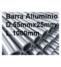 BARRA TUBO ALLUMINIO ANTICORODAL DIAMETRO 55MM X 25MM L.1000MM