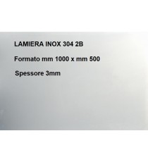 LAMIERA ACCIAIO INOX 304 SATINATO 2B FOGLIO PANNELLO 1000mm X 500mm SPESSORE 3mm